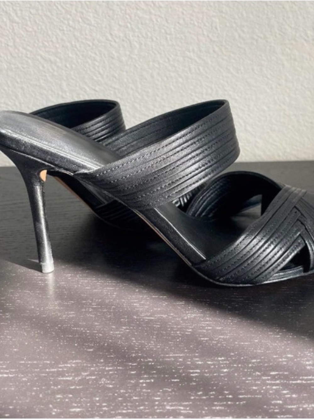 PAIGE Black Strappy High-Heel Mule 9,5